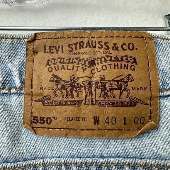 Vintage Levis 550 Orange Tab Relaxed Fit Mens Size 40 Blue Denim Jean Shorts - Picture 7 of 9